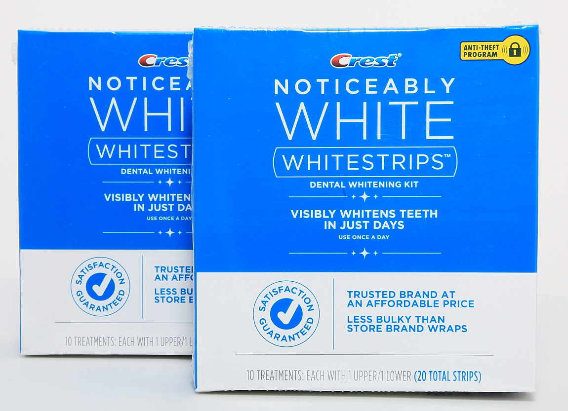 2x Crest Noticeably White Whitestrips Dental Whitening Kit 20 Strips in